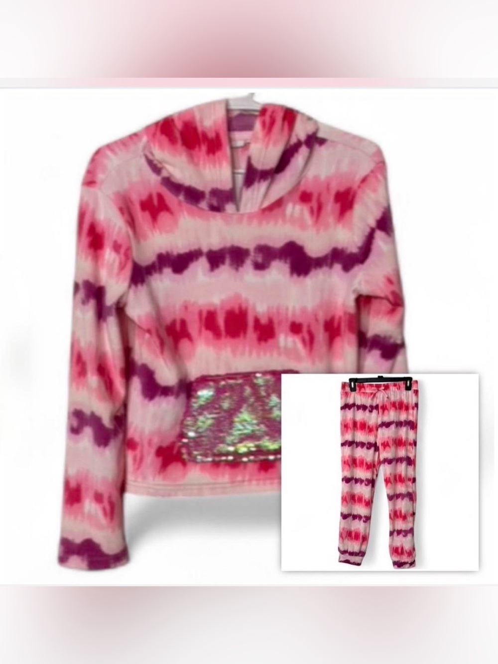 Brand New Pink & Purple Tie-Dye Hooded Set - SZ L